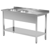 Mesa de catering em aço inox com prateleira + 2 Pias 110x60x85 Polgast 222116