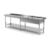 Mesa de catering em aço inox com prateleira + 2 Pias 200x70x85 Polgast 222207-6