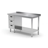 Mesa de catering em aço inox com prateleira + 3 Gavetas 100x60x85 Polgast 125106-3