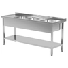 Mesa de catering em aço inox com prateleira + 3 Pias 160x60x85 Polgast 224166