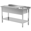 Mesa de catering em aço inox com prateleira + pia 100x70x85 Polgast 212107