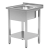 Mesa de catering em aço inox com prateleira + pia 60x60x85 Polgast 212066