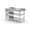 Mesa de catering em aço inox com prateleiras 2 + gavetas 2 160x60x85 Polgast 125166/2