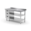 Mesa de catering em aço inox com prateleiras 2 + gavetas 3 190x60x85 Polgast 125196-3/2