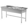 Mesa de catering em aço inoxidável com pias 3 170x60x85 Polgast 223176