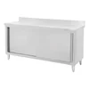 Mesa de catering profesional de acero inoxidable con mueble 150x70x85