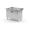 Meuble en inox avec éviers 2 140x70x85 Polgast 228147