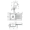 Мийка Zorba, графітовий граніт 1-komorowy зі зливом 760x440x150, 3,5" + аксесуари плюс змішувач Nemesia з U-образним виливом