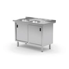 Mobile in acciaio inox con lavelli 2 100x60x85 Polgast 227106