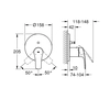 Monocomando Eurosmart para duas saídas de água, cromado, montagem embutida na parede, cartucho cerâmico 46 mm, roseta de metal, metal