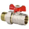 Nickel plated standard ball valve with gland, PN16, 1 cal PN16 with butterfly, version N-ŚRUB,16 bar/120C