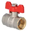 Nickel plated standard ball valve with gland, PN16, 1/2 inch PN16 with butterfly, version N-N,16 bar/120C