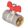 Nickel plated standard ball valve with gland, PN16, 3/4 inch PN16 with butterfly, version N-N,16 bar/120C