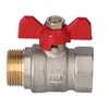 Nickel plated standard ball valve with gland, PN16, 3/4 inch PN16 with butterfly, version N-W,16 bar/120C