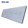 Panel de interruptor cuádruple WELAIK vidrio 1+2+2+2 - gris