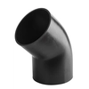 PEHD elbow 50/45 short S12.5, black, QS (Quick Stream)