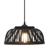 Pendant light, black, 30x12cm, bamboo, semicircular