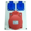 Plastic panel equipped 1 outlet 5 poly 16A and 2 single-phase outlets 16A 190x140mm site organization IP44