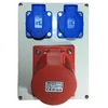 Plastic panel equipped 1 outlet 5 poly 16A and 2 single-phase outlets 16A 190x140mm site organization IP44