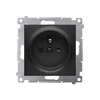 Plug socket with grounding and shutters (module) 16A, 250V~, screw terminals, matt black Simon54