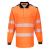 PORTWEST PW3 Hi-Vis polo shirt L / S Size: XL, Color: fluorescent orange / dark blue