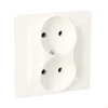 Prise double MONOBLOC non mise à la terre (module) 16A, 250V~, bornes à vis, blanc *Complet - pas pour cadres, blanc Simon10