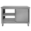 Professional Central Pass-Through Gastronomic Table with Cabinet 120x70x85