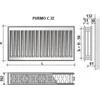 PURMO radiator C22 550x1800, varmeeffekt: 2864W (75/65/20°C), stålpanelradiator med sidetilslutning, PURMO Compact, hvid RAL9016