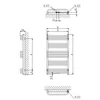 Radiator baie PBM ONLINE 500x900, putere de încălzire: 407W (75/65/20), distanță: 50mm, tip de conexiune: Z8 (mijloc inferior), culoare albă RAL9016,