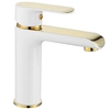 Rea Bloom White/Gold Washbasin Faucet Low - Additionally 5% DISCOUNT with code REA5