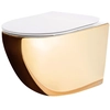 Rea Carlo flat mini Gold/White wall-hung toilet bowl - Additionally 5% discount with code REA5