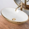 Rea Pamela Guld/Hvid bordplade håndvask - yderligere 5% rabat med kode REA5