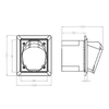 Red board slanted socket 32A 5P with flush-mounted box and frame