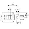 Reguleeritav ühendusventiil 1/2"-3/4" kroom HAW844 ilma ASAG-ita