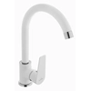 Robinet pour lavabo avec bec en L Invena Dokos blanc/chrome BZ-19-002-V