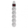 Separate 5 socket with switch, white