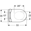 Set of wall-hung toilet Selnova, washdown,B36 cm,H38 cm,T53 cm, with toilet seat, fixing from below