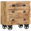 Side cabinet with wheels, 70x40x75cm, solid mango wood