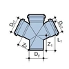 Single-plane HT cross piece 110x110x110x110/67 sanitary ash