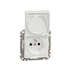 Single socket with grounding,2P+PE with shutters IP44, white SEDNA DESIGN