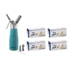 Siphon Décorateur Distributeur de Crème Chantilly 0,5L Turquoise + Cartouches N2O 200 Pcs