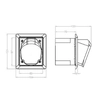 Slanted gray panel socket 16A 5P with flush-mounted box and frame