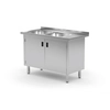 Stainless steel cabinet with 2 sinks 140x70x85 | Polgast
