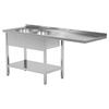 Stainless Steel Catering Table With 2 Sinks + Space For Dishwasher 160x60x85 Polgast 241166