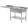 Stainless Steel Catering Table With 2 Sinks + Space For Dishwasher 170x60x85 Polgast 241176