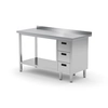 Stainless Steel Gastronomic Table With Shelf + 3 Drawers 100x60x85 Polgast 125106-3