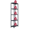 Storage shelf, black, 60x30x180cm, plastic, 125kg