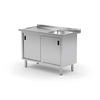 Table, stainless cabinet with a sink 150x60x85 | Polgast