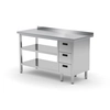 Table traiteur en inox avec 2 étagères + 3 tiroirs 100x60x85 Polgast 125106-3/2