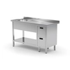 Table traiteur en inox avec étagère + évier + 2 Tiroirs 100x60x85 Polgast 215106